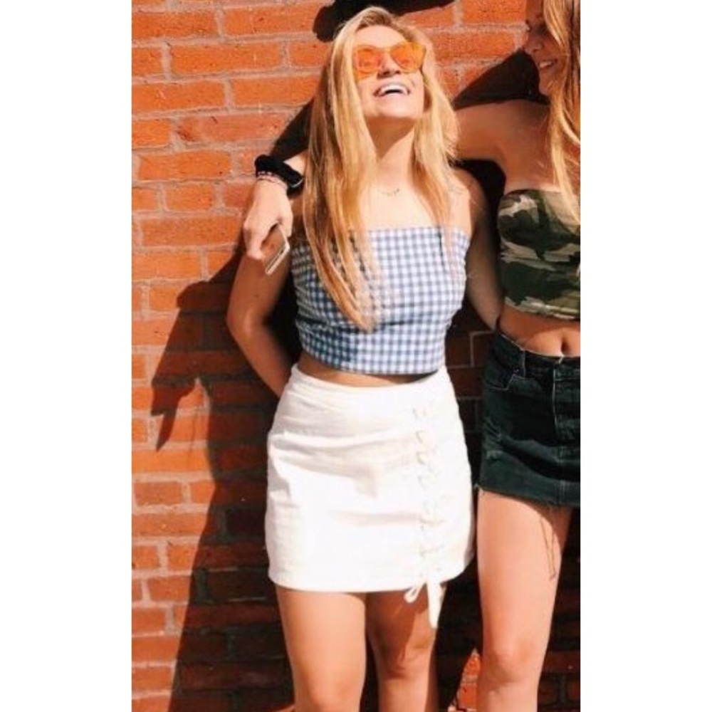 PacSun Blue & White Checkered Crop Top